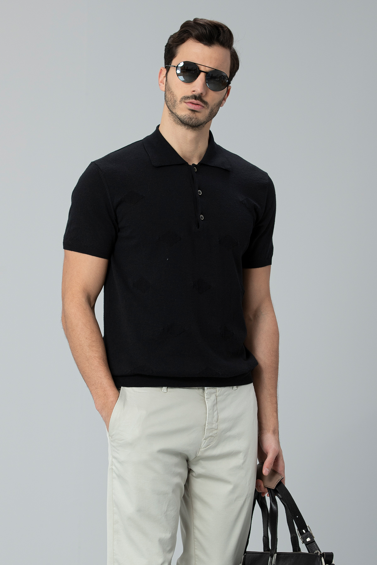 Sun Triko Polo T- Shirt Siyah
