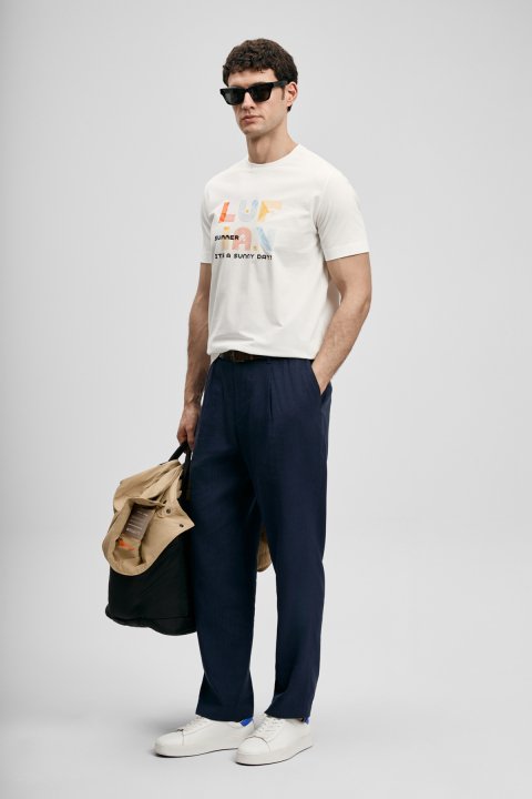 Sunny Modern Grafik T- Shirt Kırık Beyaz - Lufian