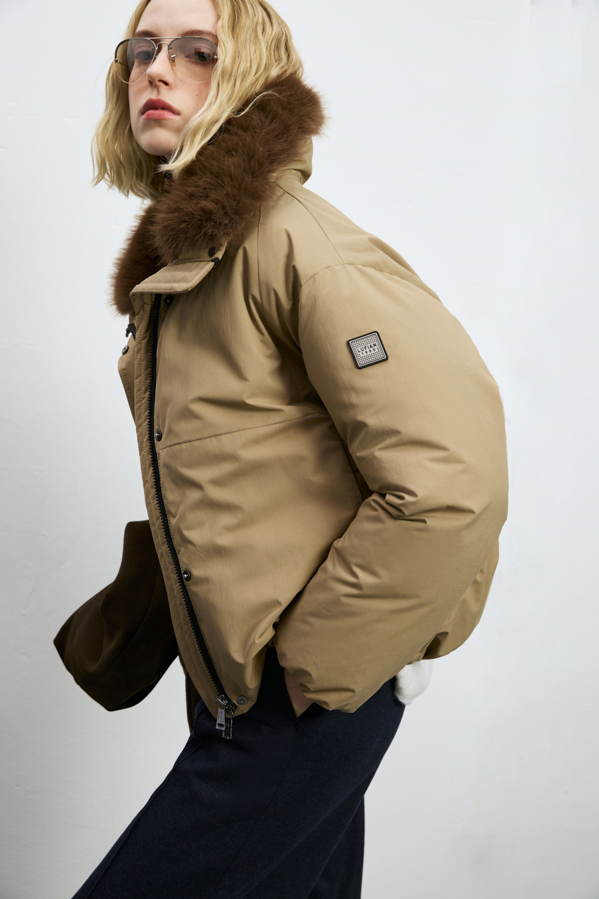 Women's Down Jacket Camel - LUFIAN (1)