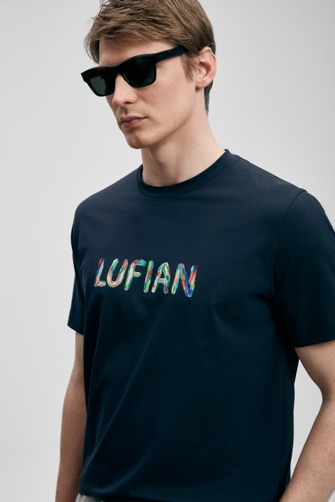 Surge Modern Grafik Tişört Lacivert - Lufian