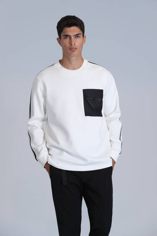 Techno Erkek Sweatshirt Kırık Beyaz - 1