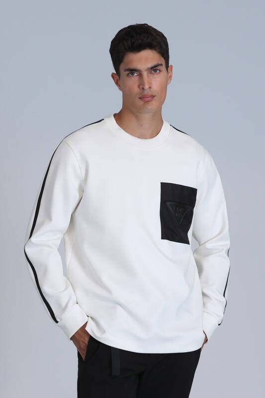 Techno Erkek Sweatshirt Kırık Beyaz - 5