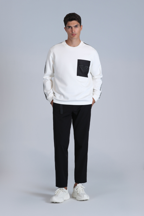 Techno Erkek Sweatshirt Kırık Beyaz - Lufian (1)