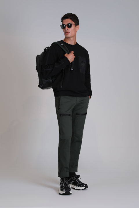 Techno Erkek Sweatshirt Siyah - Lufian