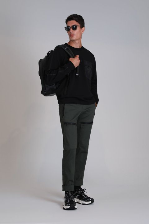 Techno Erkek Sweatshirt Siyah - Lufian