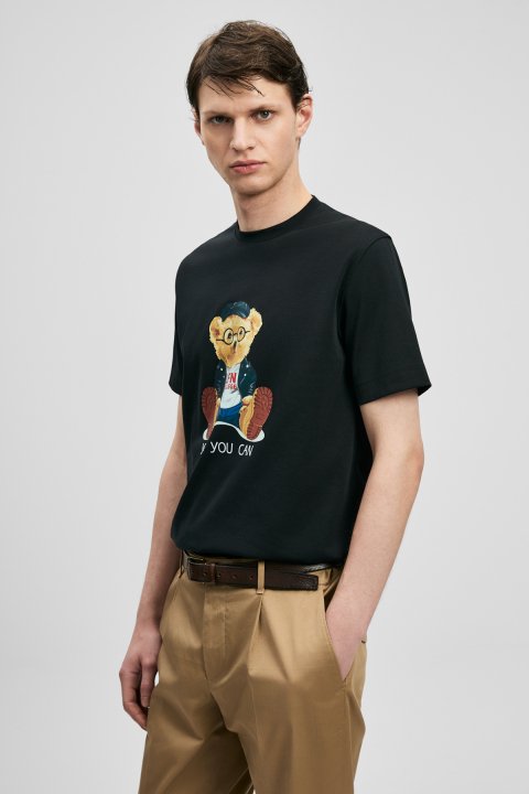 Teddy Modern Grafik Tişört Siyah - LUFIAN (1)