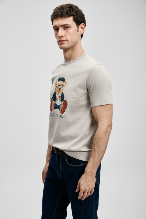 Teddy Modern Grafik T- Shirt Taş - Lufian (1)