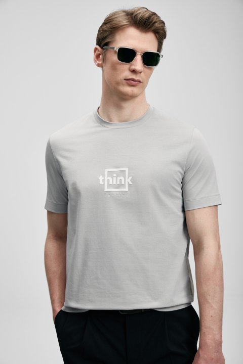 Thınk Modern Grafik Tişört Gri - LUFIAN