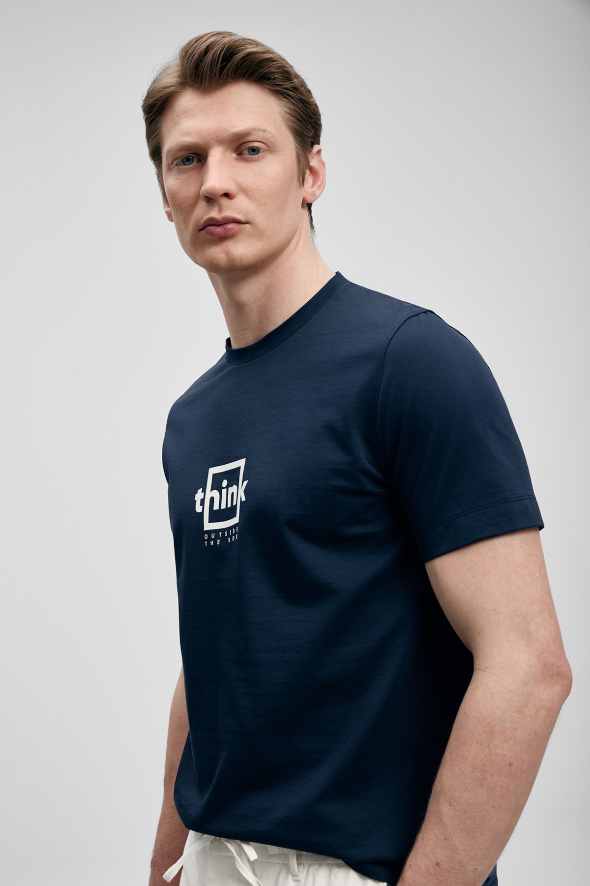 Thınk Modern Grafik T- Shirt Lacivert - Lufian (1)