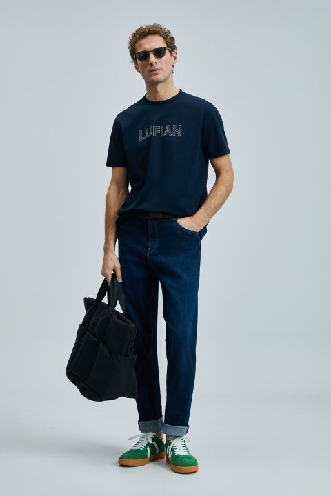 Thınk Modern Grafik T- Shirt Lacivert - Lufian