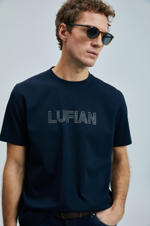Thınk Modern Grafik Tişört Lacivert - LUFIAN