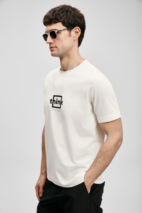 Thınk Modern Grafik Tişört Kırık Beyaz - Lufian