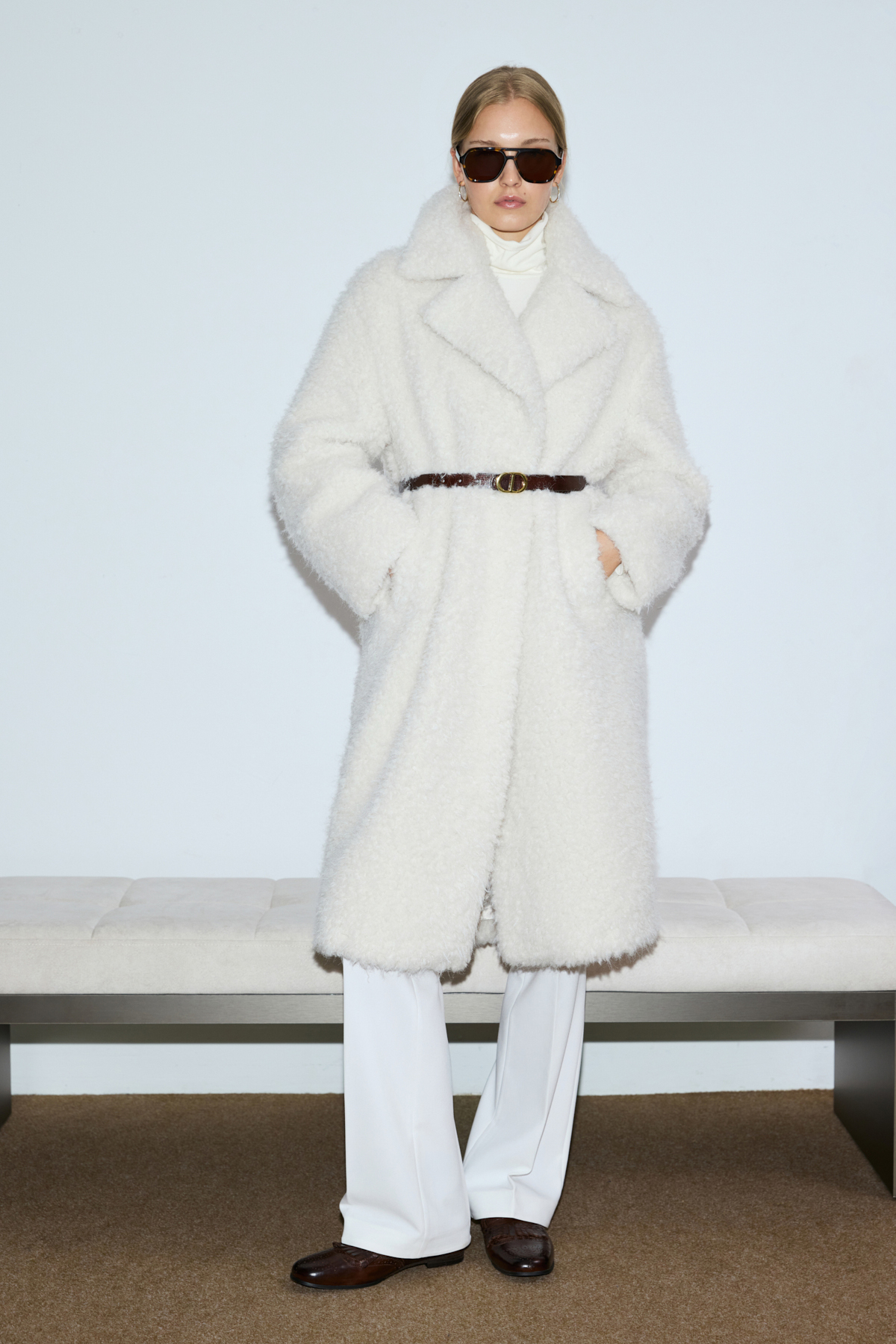 Women's Coat Ecru - LUFIAN