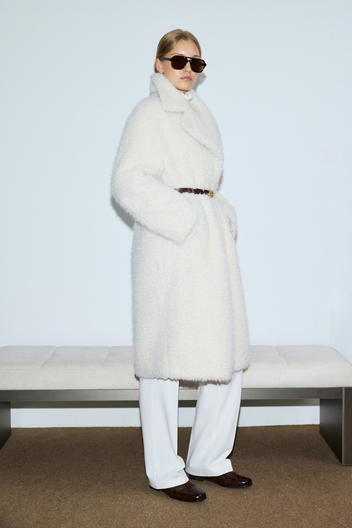 Women's Coat Ecru - LUFIAN