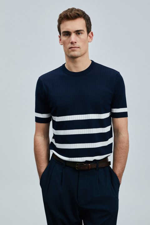 Tıger Men's Modal Blend Sweater Navy Blue - Lufian (1)