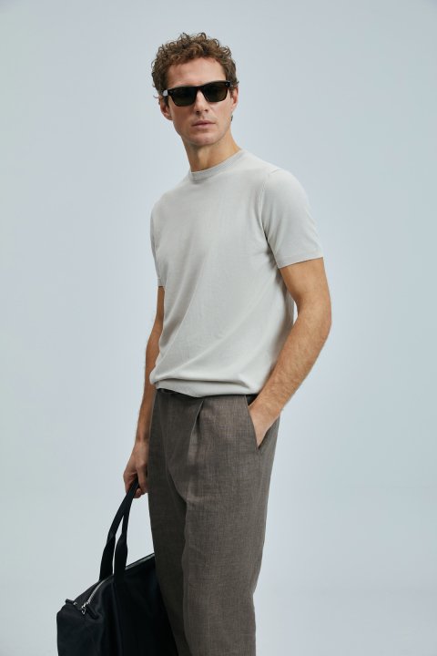 Tıno Men's Modal Blend Sweater Light Beige - Lufian (1)