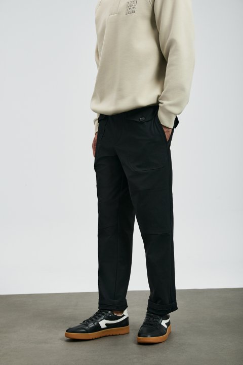 Tom Fashion Erkek Chino Pantolon Slim Fit Siyah - Lufian (1)