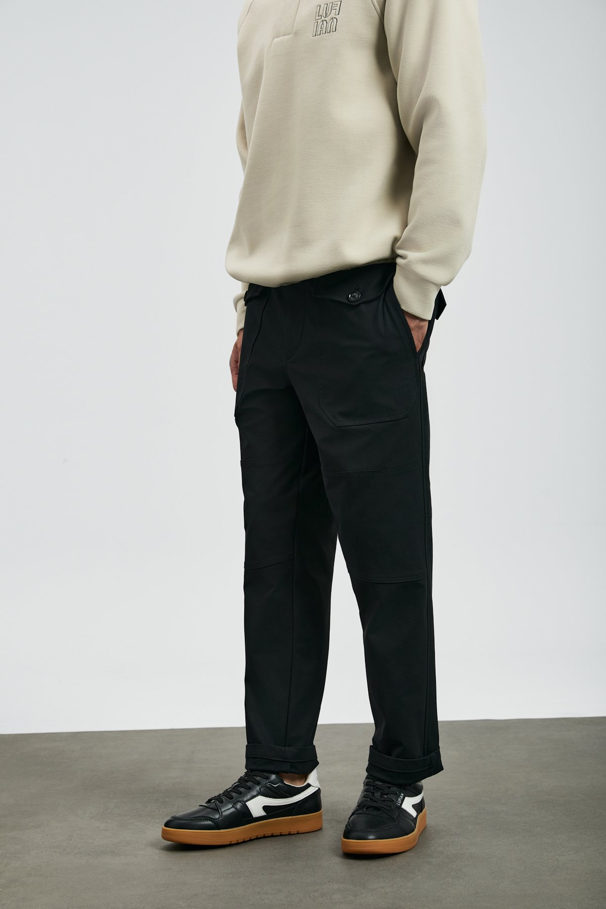 Tom Fashion Erkek Chino Pantolon Slim Fit Siyah - Lufian (1)