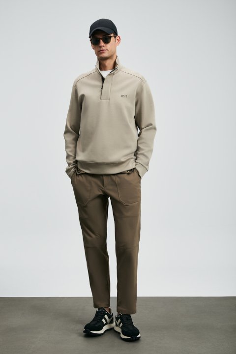 Tom Fashion Erkek Chino Pantolon Slim Fit Toprak - Lufian