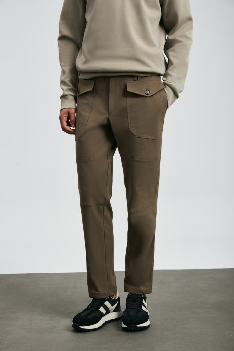 Tom Fashion Erkek Chino Pantolon Slim Fit Toprak - Lufian (1)