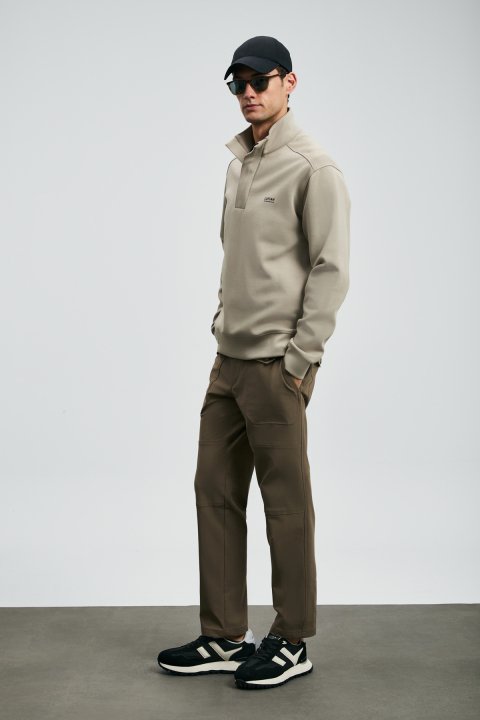 Tom Fashion Erkek Chino Pantolon Slim Fit Toprak - LUFIAN