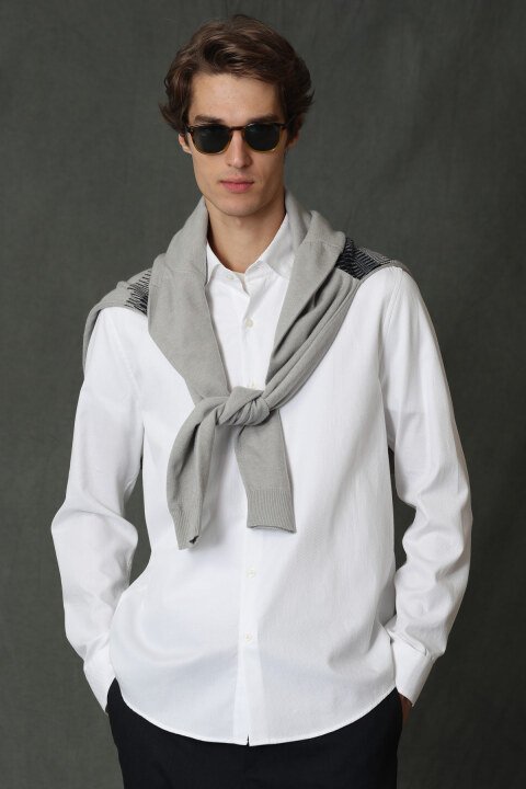 Tom Men Basic Shirt Comfort Slım Fıt Whıte - Lufian