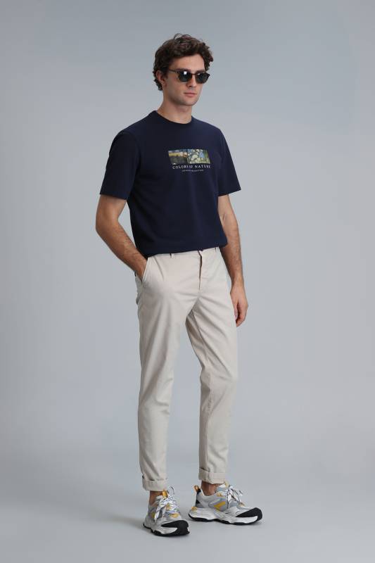 Tom Smart Erkek Chino Pantolon Slim Fit Bej - 3