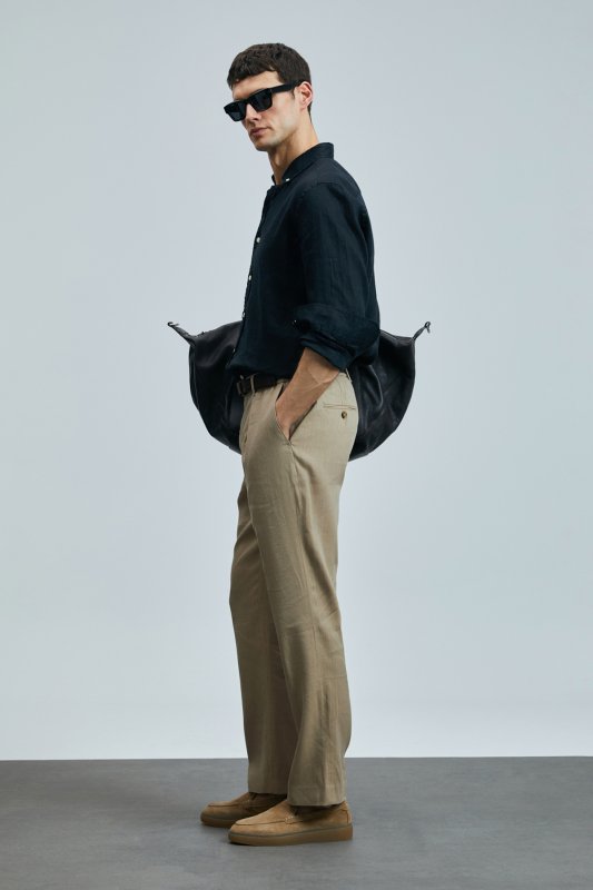 Tom Smart Erkek Chino Pantolon Slim Fit Deve Tüyü