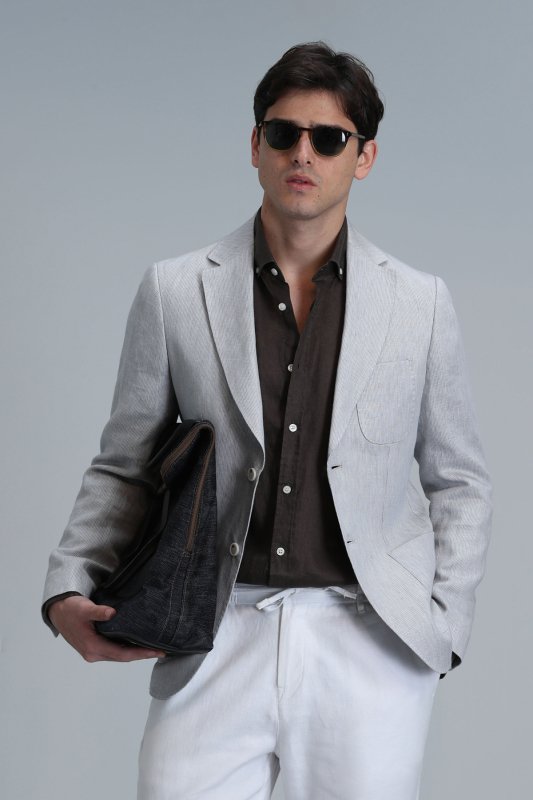 Tom Spor Erkek Blazer Ceket Slim Fit Gri