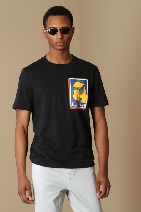 Tunja Modern Grafik T- Shirt Siyah - Lufian