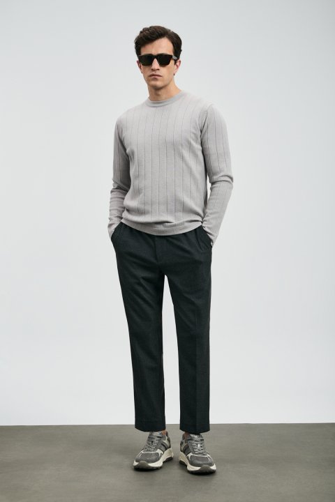 Kent Men's Sweater Light Gray - LUFIAN (1)