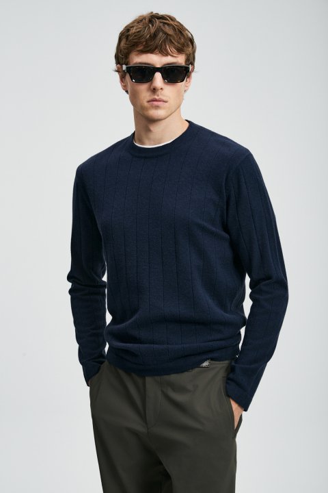 Kent Men's Sweater Navy Blue - LUFIAN