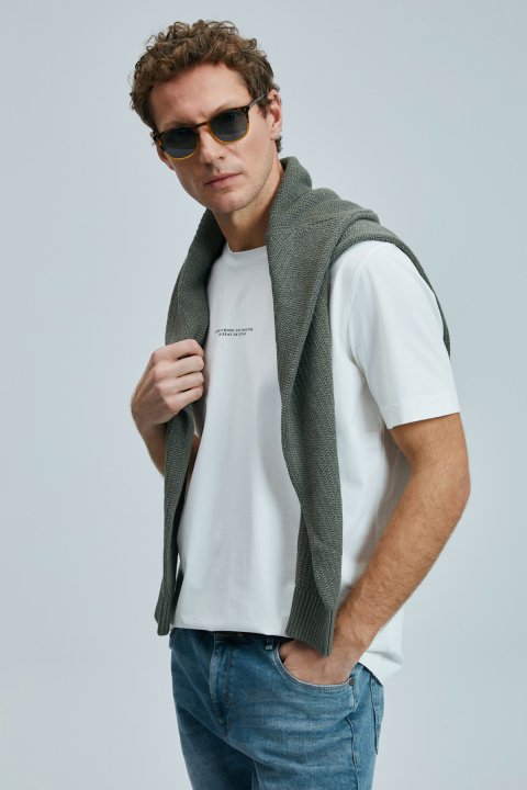 Valor Modern Grafik T- Shirt Kırık Beyaz - Lufian (1)