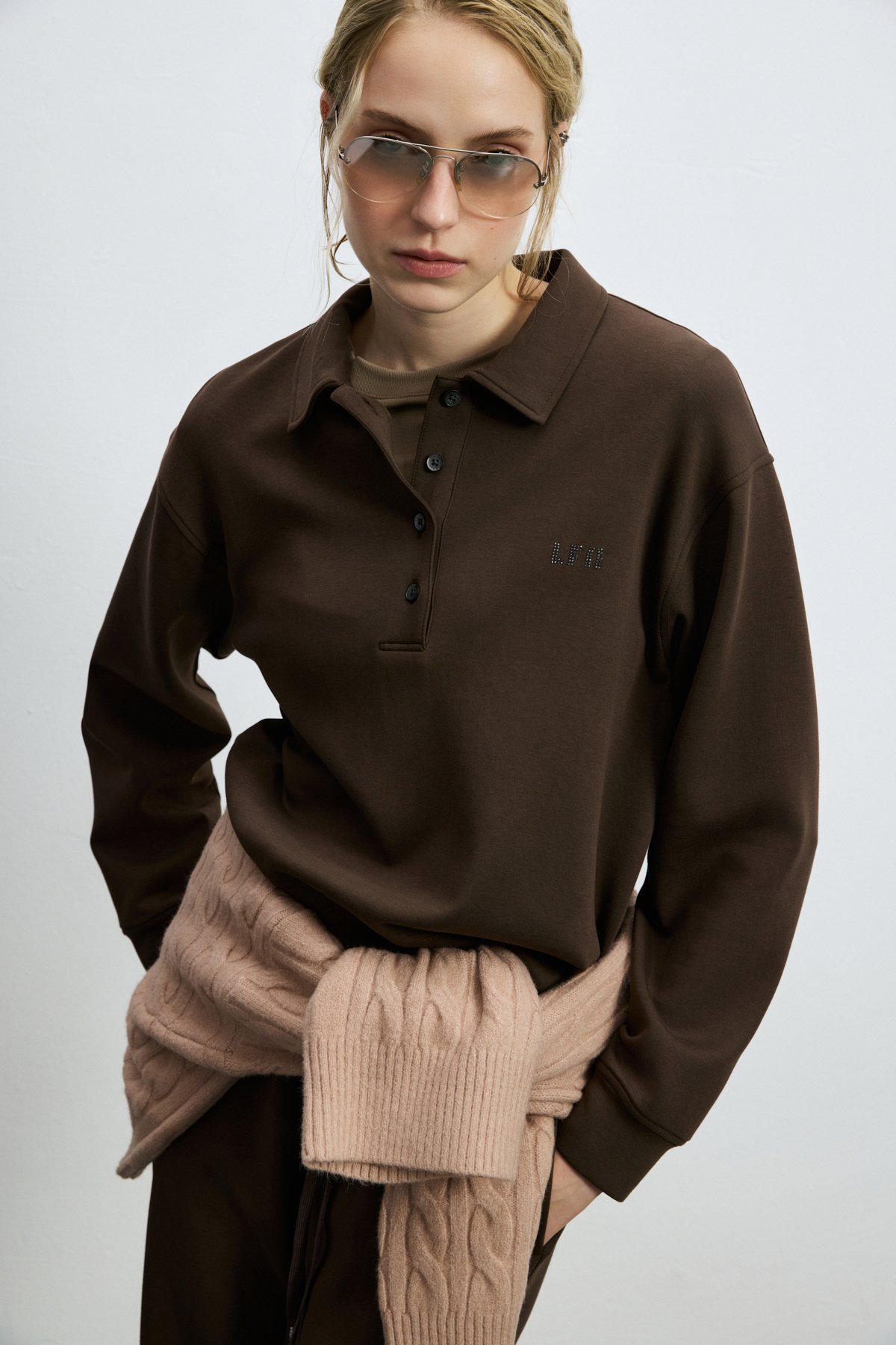 Woman Knitting Sweatsh Brown - LUFIAN