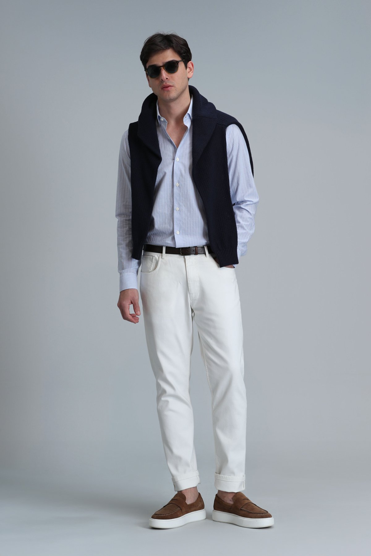 Varda Erkek Basic Gömlek Comfort Slim Fit Mavi - Lufian (1)