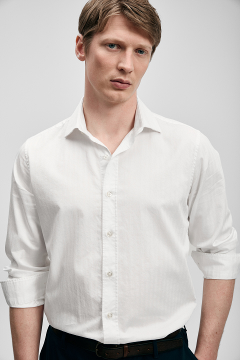 Men Basic Shirt Regular Fıt Whıte - Lufian