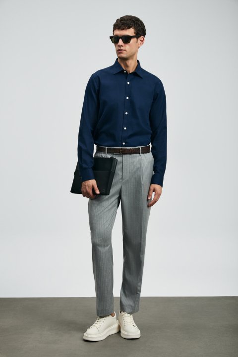 Danıel Men Basic Shirt Regular Fıt Navy - Lufian (1)