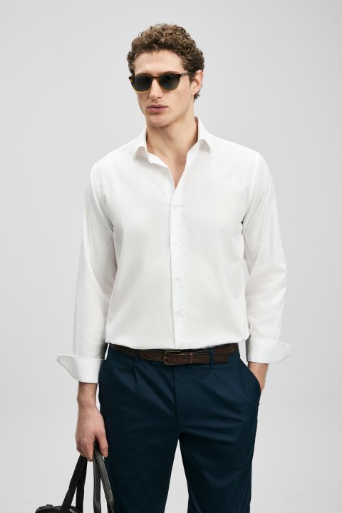 Verder Men's Basic Shirt Regular Fit White - Lufian