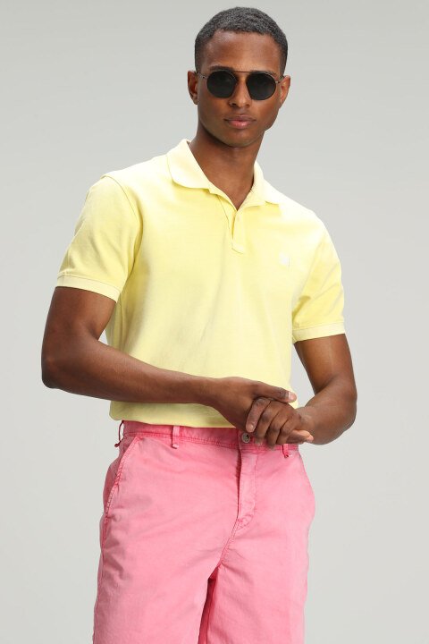 Vernon Sports Polo Yaka Mens T - Shirt Yellow - Lufian