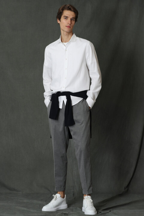 Vıana Erkek Basic Gömlek Comfort Slim Fit Beyaz - Lufian (1)