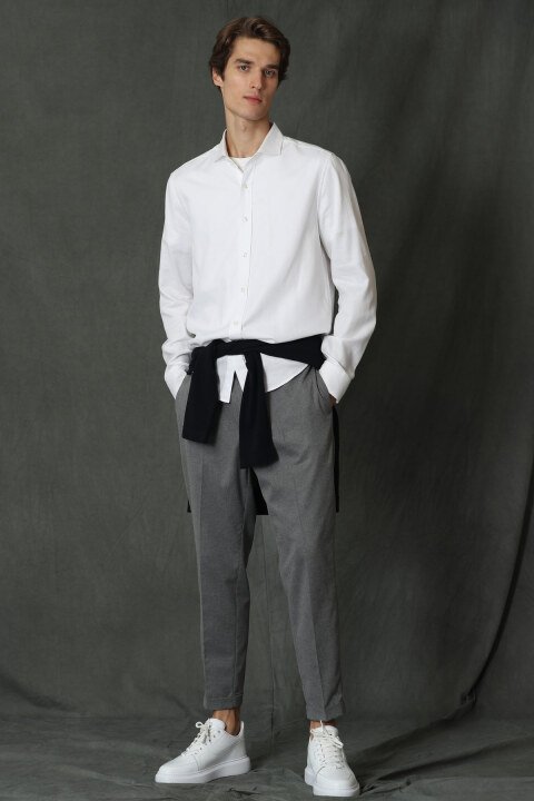 Vıana Erkek Basic Gömlek Comfort Slim Fit Beyaz - Lufian (1)