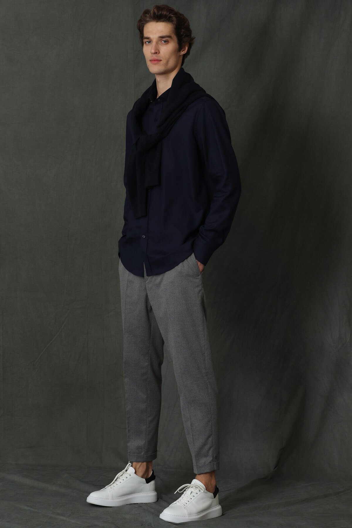 Vıana Erkek Basic Gömlek Comfort Slim Fit Lacivert - Lufian (1)