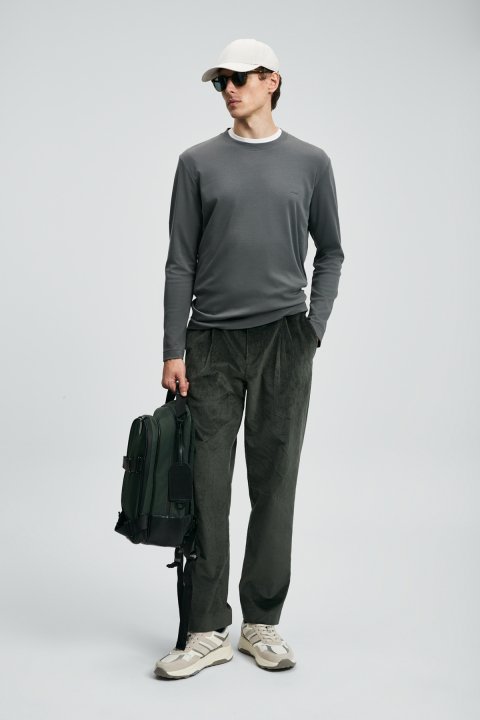 Vıctor Erkek Uzun Kol T- Shırt Duman Yeşili - Lufian (1)