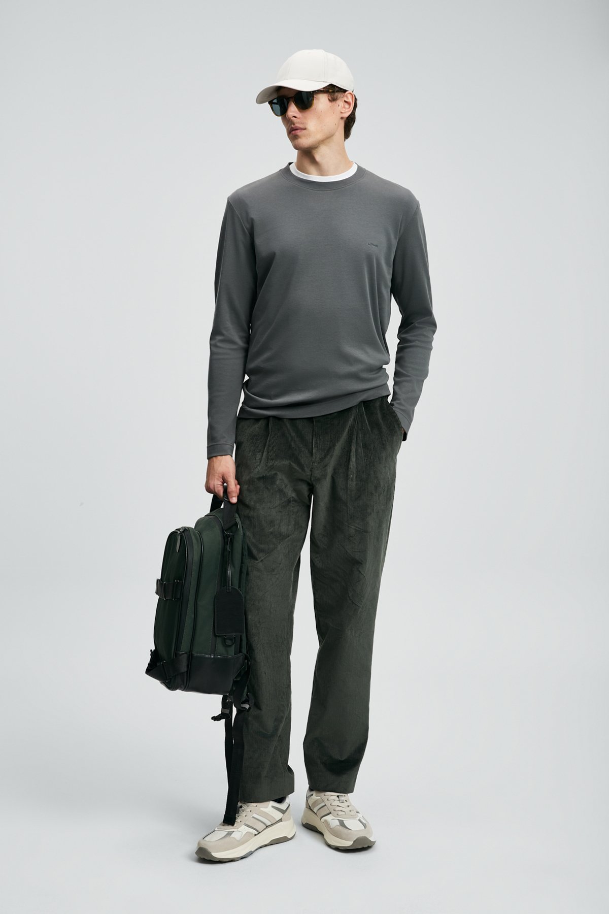 Vıctor Erkek Uzun Kol T- Shırt Duman Yeşili - Lufian (1)