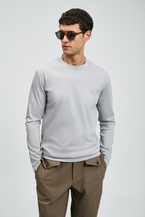 Vıctor Erkek Uzun Kol T- Shırt Gri - Lufian