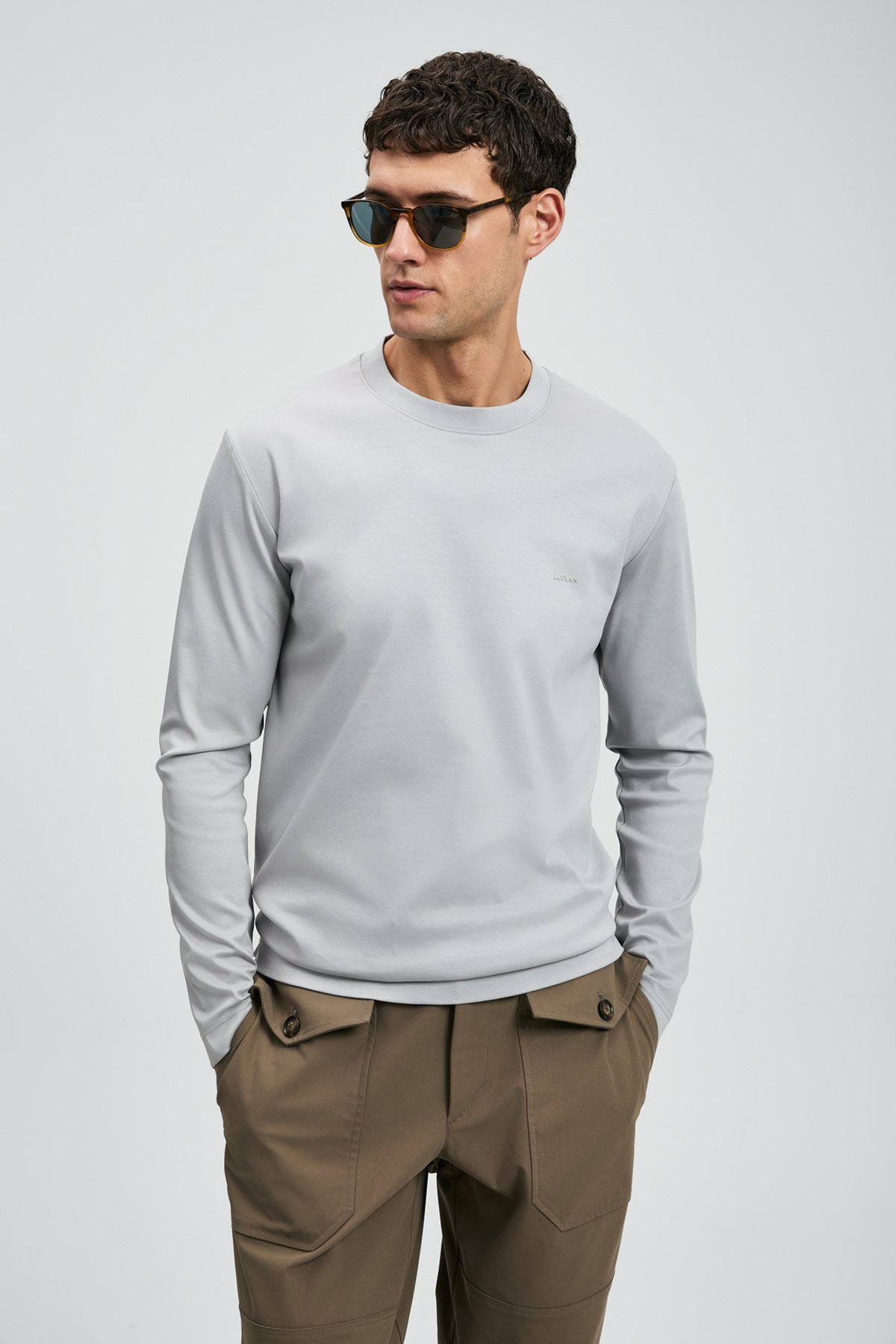 Vıctor Erkek Uzun Kol T- Shırt Gri - Lufian