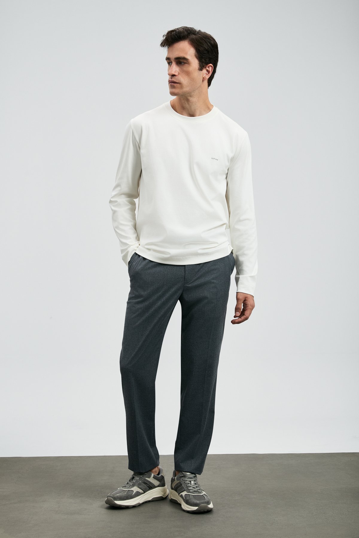 Vıctor Erkek Uzun Kol T- Shırt Kırık Beyaz - Lufian (1)