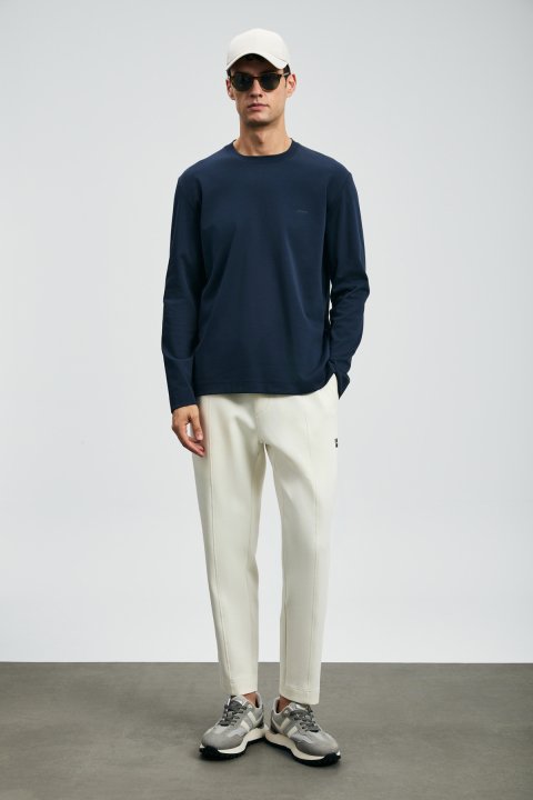 Vıctor Erkek Uzun Kol T- Shırt Koyu Lacivert - Lufian