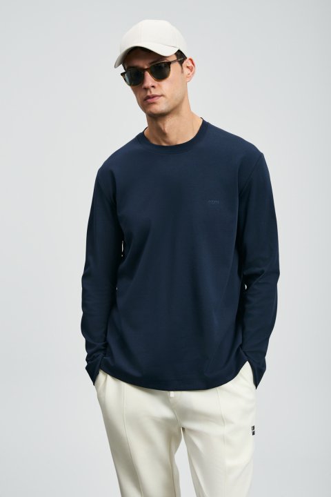Vıctor Men's Long Sleeve T-Shirk Dark Navy Blue - Lufian (1)