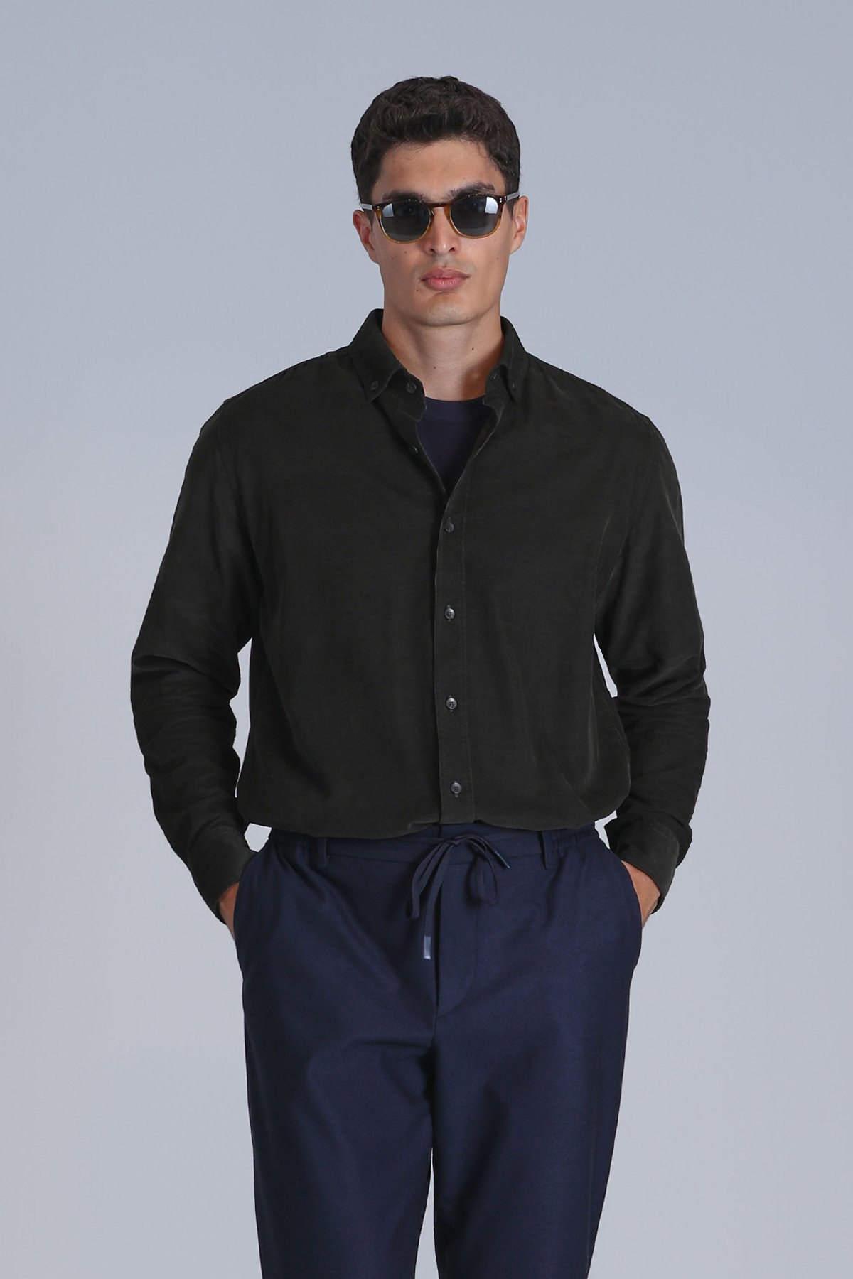 Water Erkek Basic Gömlek Slim Fit Yeşil - Lufian